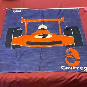 Courrèges Vintage Blue and Orange Cotton Scarf